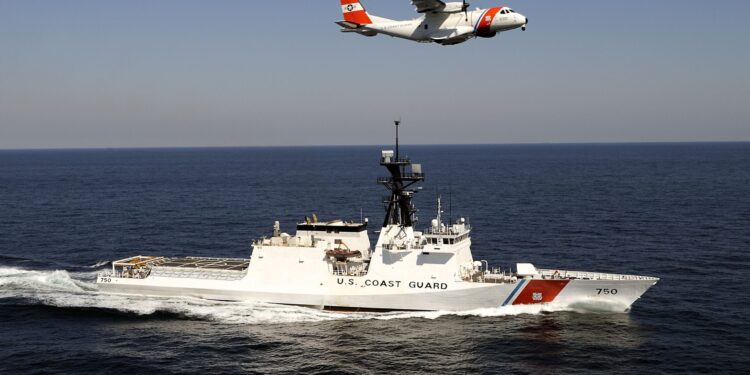 The first National Security Cutter, Bertholf, performs sea trials in Mobile Bay, Ala, Feb. 08, 2008.
After meeting all requirements the cutter will be homported in Alameda, Ca.
U.S. Coast Guard photo by PAC Tom Sperduto